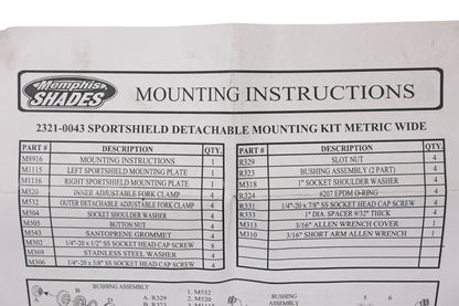 Memphis Shades 2321-0043 Metric Wide Sport shield Mount Kit NOS
