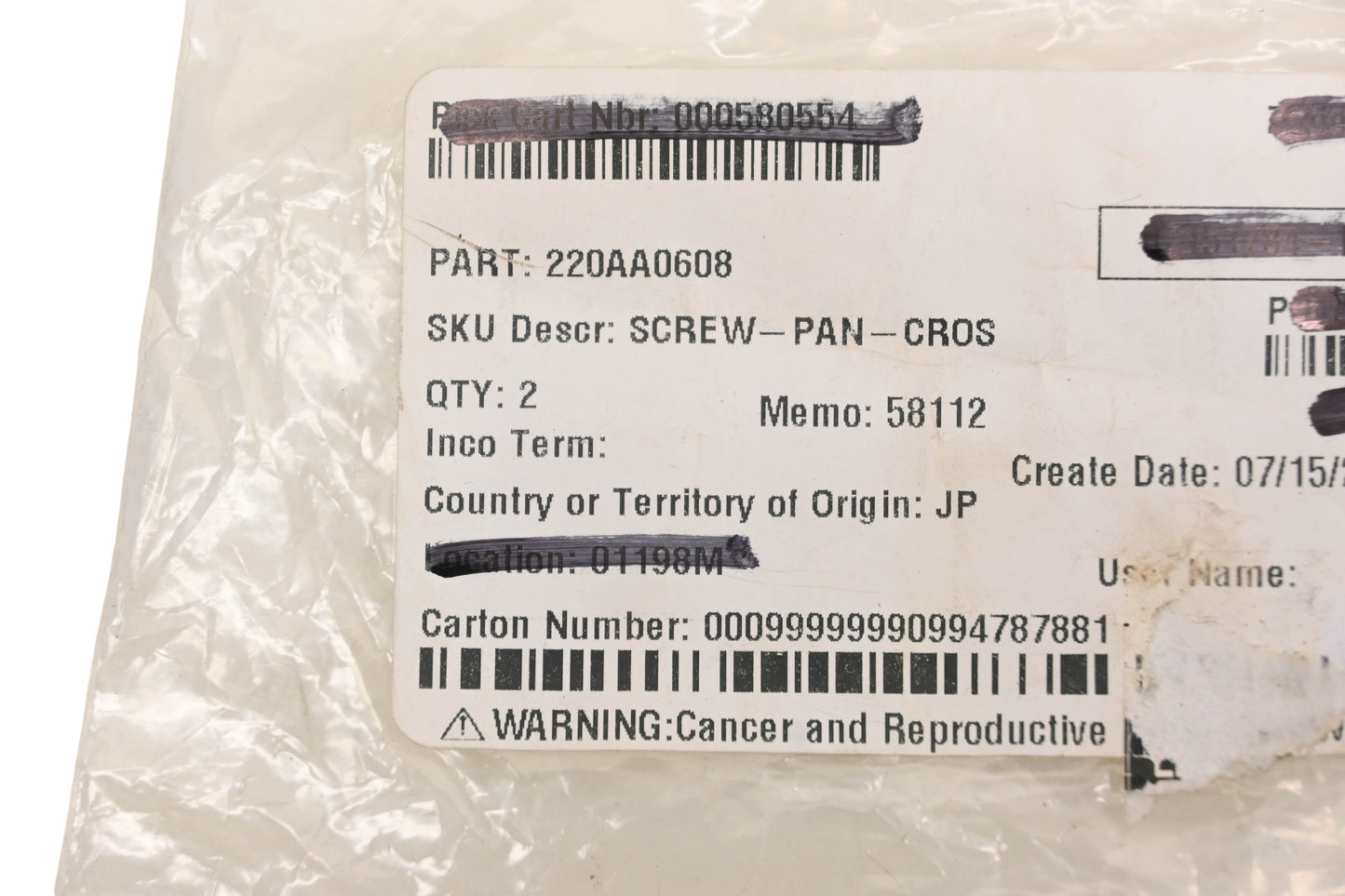New OEM Kawasaki 220AA0608 Panhead Screws Qty 2 NOS