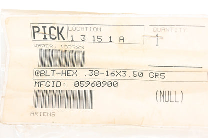 Ariens 05960900, 59609 Hex Cap Bolt NOS