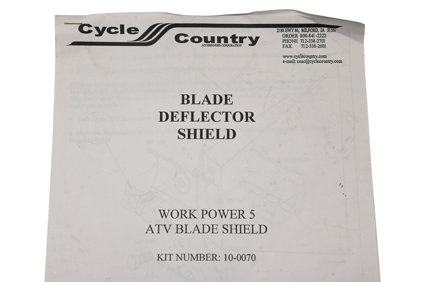 Cycle Country 10-0070 Work Power #5 ATV Blade Deflector Shield NOS