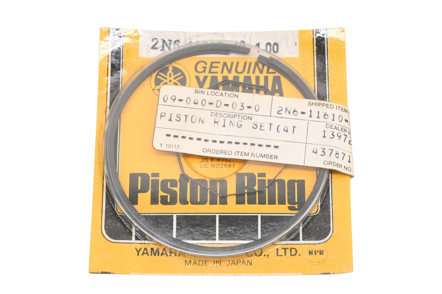 New OEM Yamaha 2N6-11610-40-00 Piston Ring Kit NOS