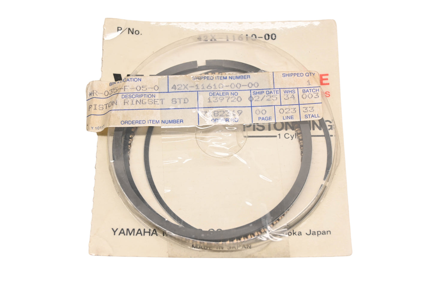 New OEM Yamaha 42X-11610-00-00 Piston Ring Kit NOS
