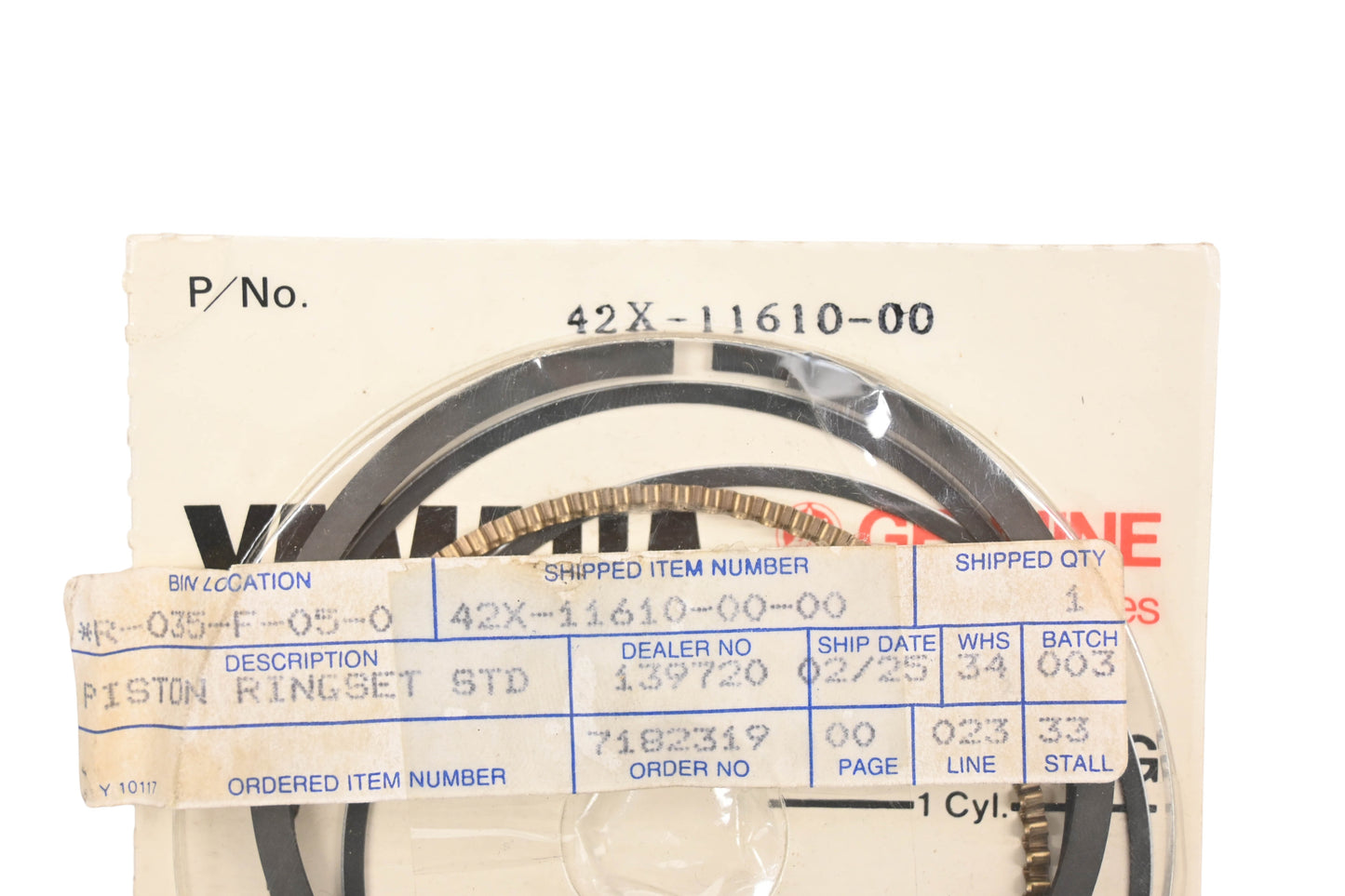 New OEM Yamaha 42X-11610-00-00 Piston Ring Kit NOS