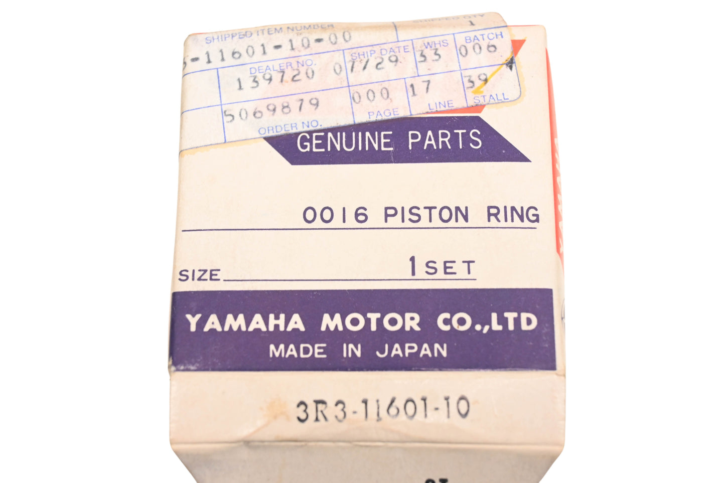 New OEM Yamaha 3R3-11601-10-00 Piston Ring Kit NOS