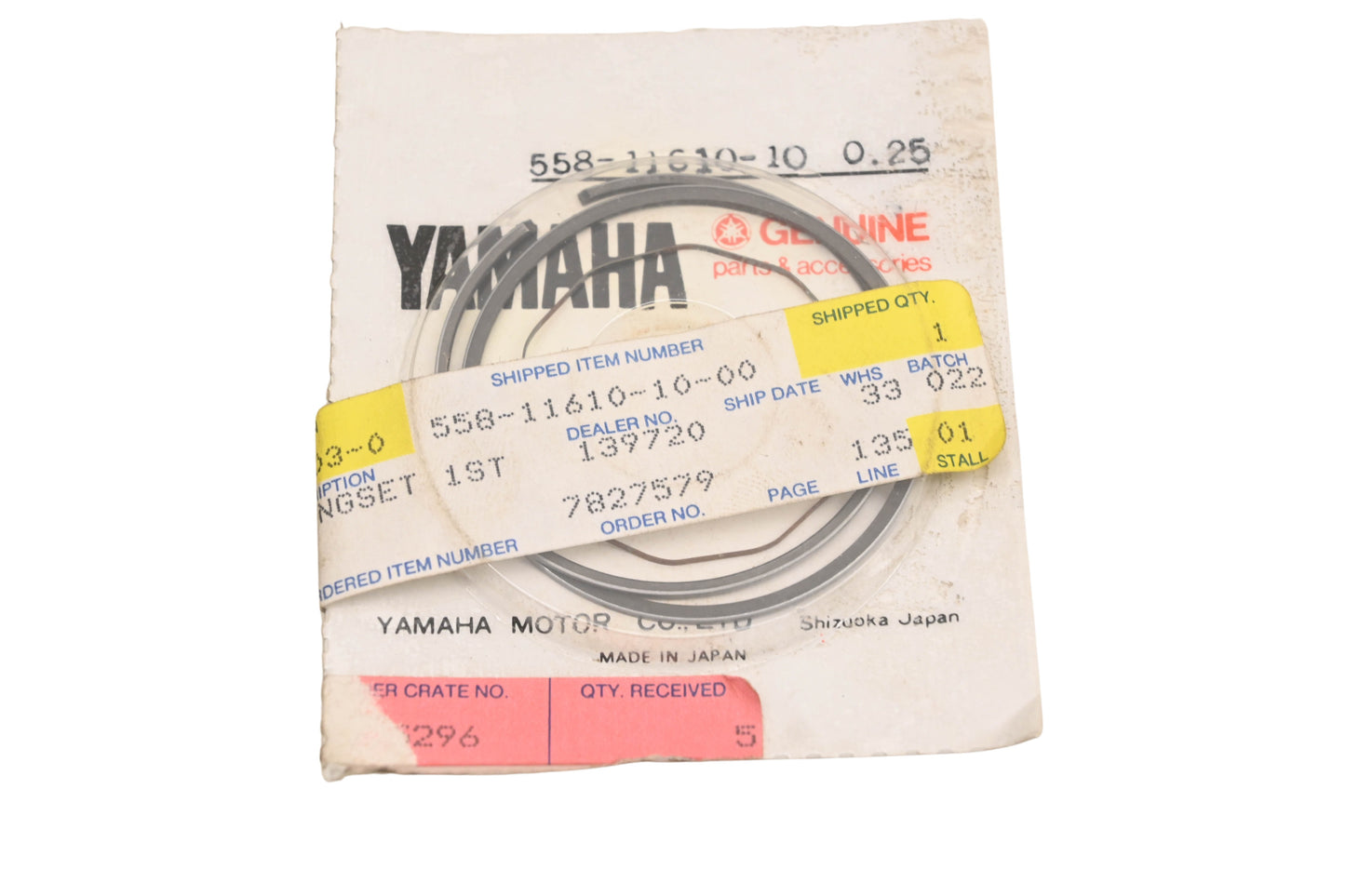 New OEM Yamaha 558-11610-10-00 Piston Ring Kit NOS