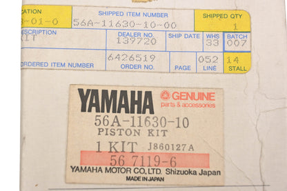 New OEM Yamaha 56A-11630-10-00 Piston Kit NOS