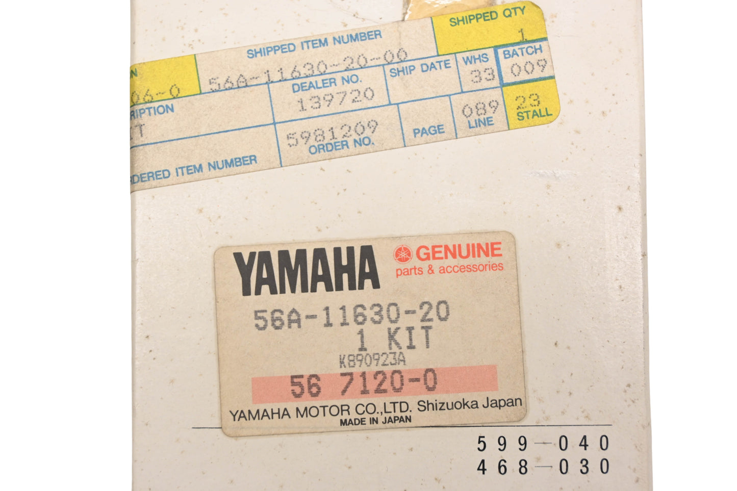 New OEM Yamaha 56A-11630-20-00 Piston Kit NOS