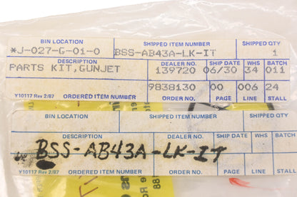 New OEM Yamaha BSS-AB43A-LK-IT Spraying Systems Gun jet Repair Hardware Kit NOS