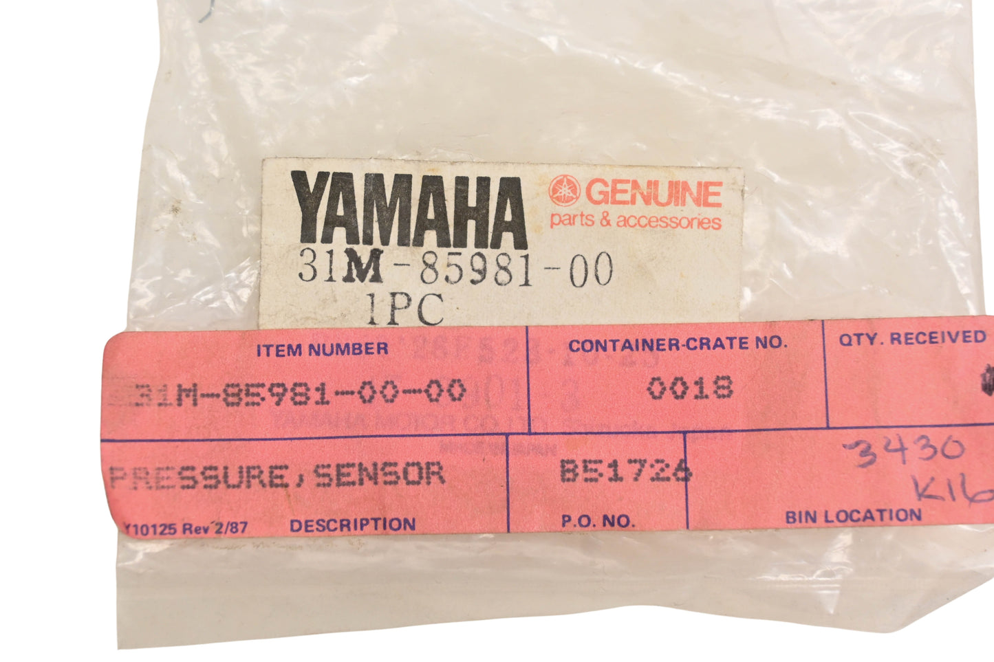 New OEM Yamaha 31M-85981-00-00 Pressure Sensor NOS
