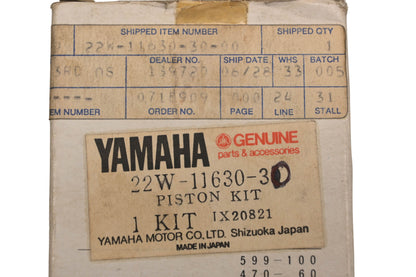 New OEM Yamaha 22W-11630-30-00 Piston Kit NOS