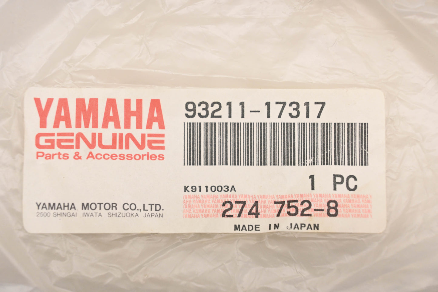 New OEM Yamaha 93211-17317-00 O-Ring NOS