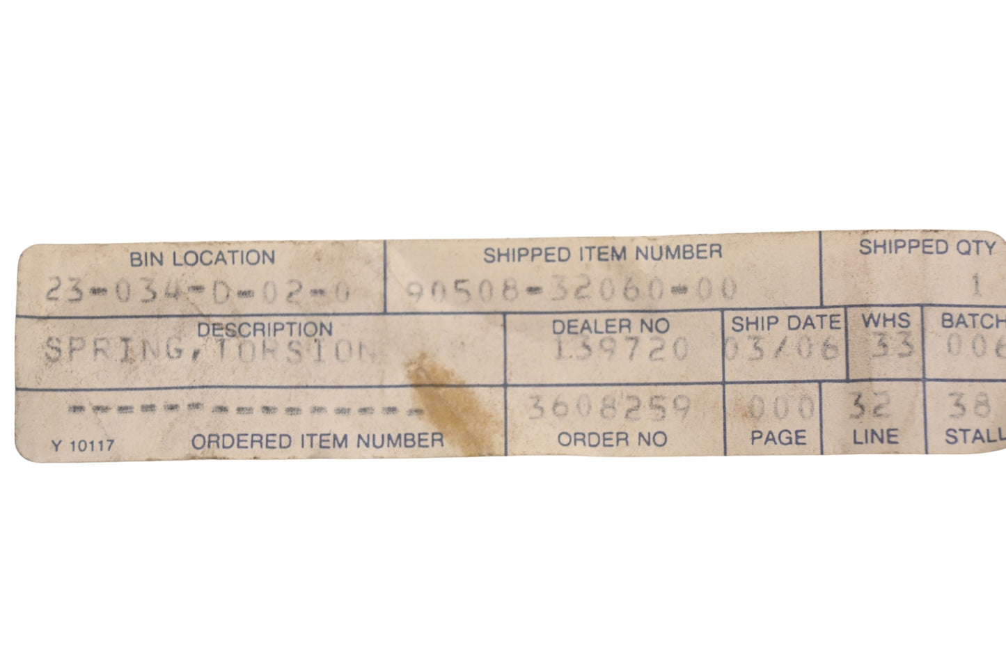 New OEM Yamaha 90508-32060-00 Torsion Spring NOS