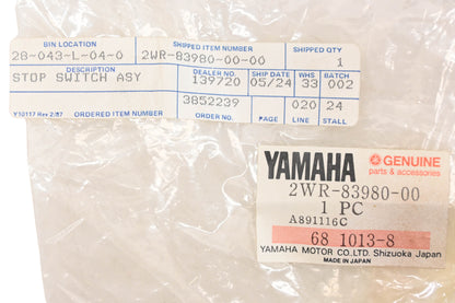 New OEM Yamaha 2WR-83980-00-00 Front Stop Switch Assembly NOS