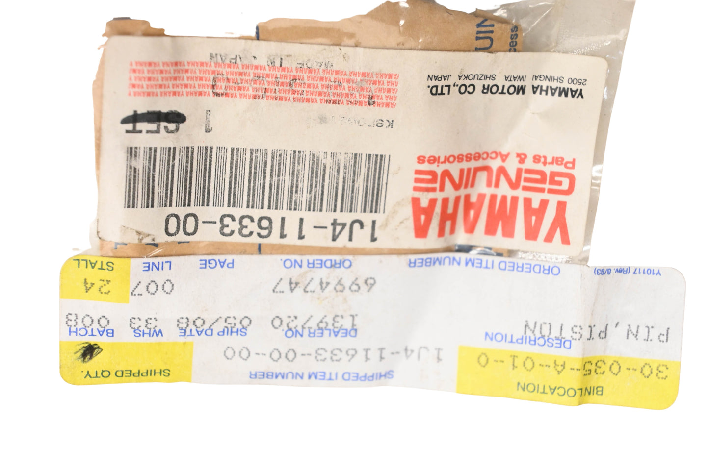 New OEM Yamaha 1J4-11633-00-00 Piston Pin NOS