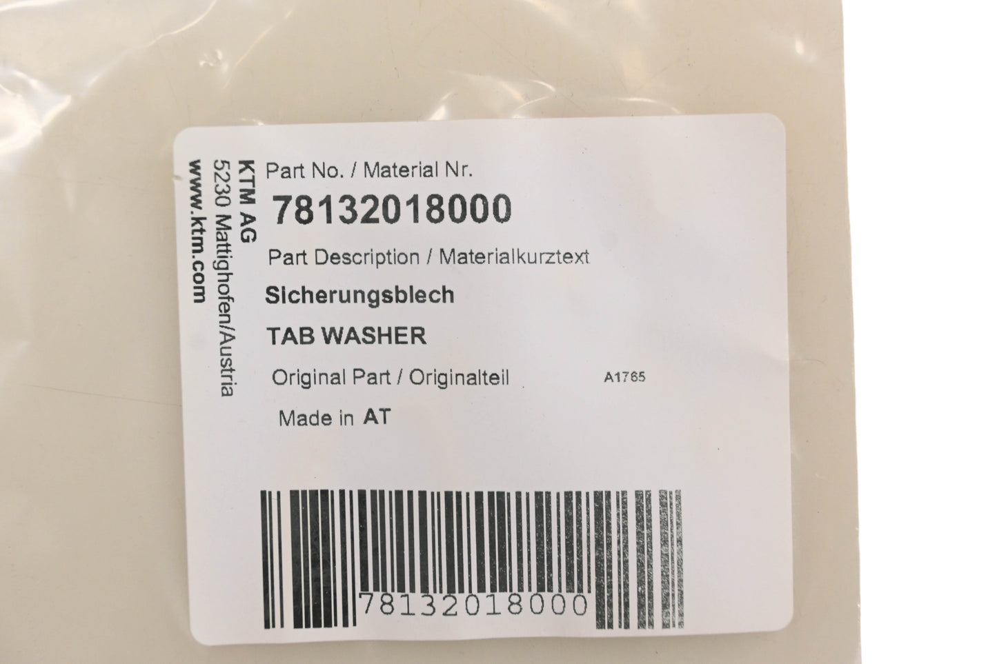 New OEM KTM 78132018000 Lock Tab Washer NOS