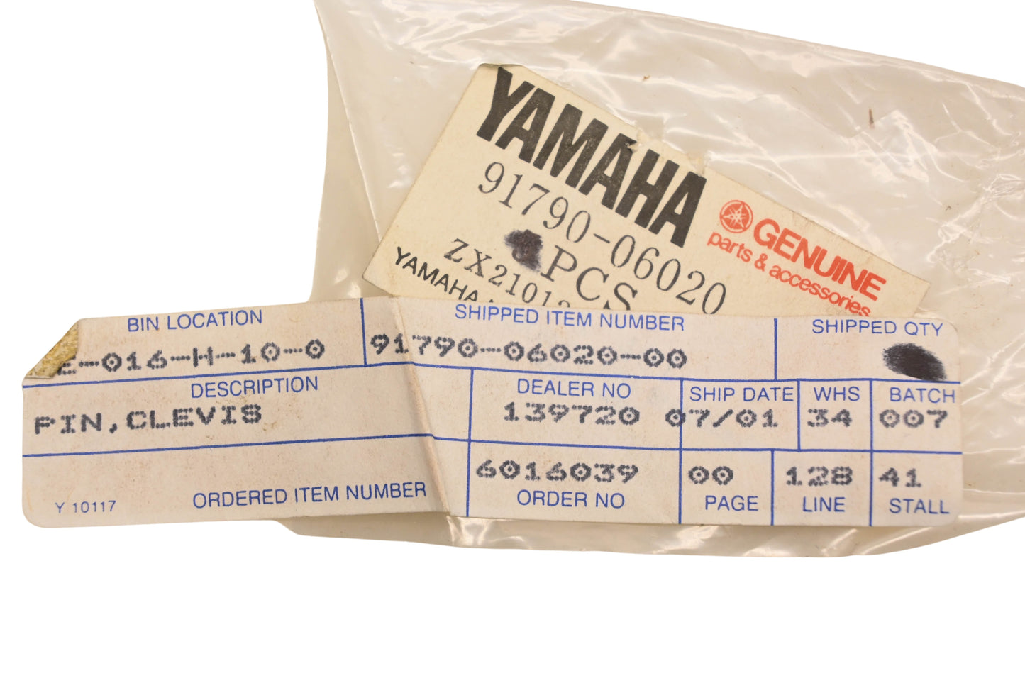 New OEM Yamaha 91790-06020-00 Clevis Pin NOS