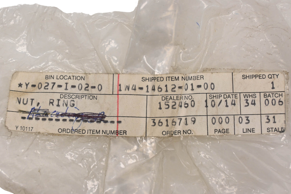 New OEM Yamaha 1W4-14612-01-00 Ring Nut NOS