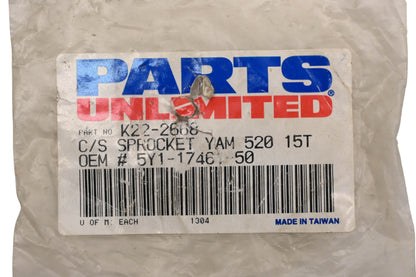 Parts Unlimited K22-2668, 5Y1-17461-50-00 Front Sprocket 15T NOS