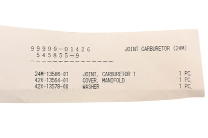 New OEM Yamaha 99999-01426-00 Carburetor Joint Kit NOS