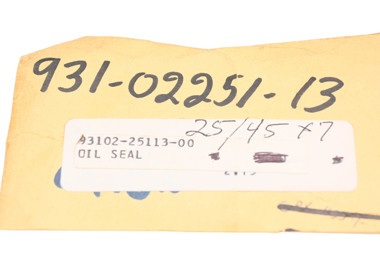 New OEM Yamaha 93102-25113-00 Oil Seal 25x45x7 SD-Type NOS