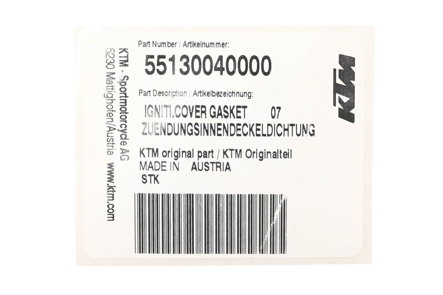 New OEM KTM 55130040000 Ignition Stator Cover Gasket NOS