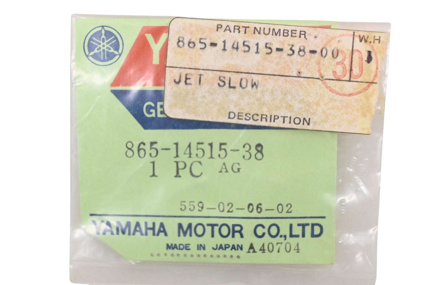 New OEM Yamaha 865-14515-38-00 Slow Jet #38 NOS