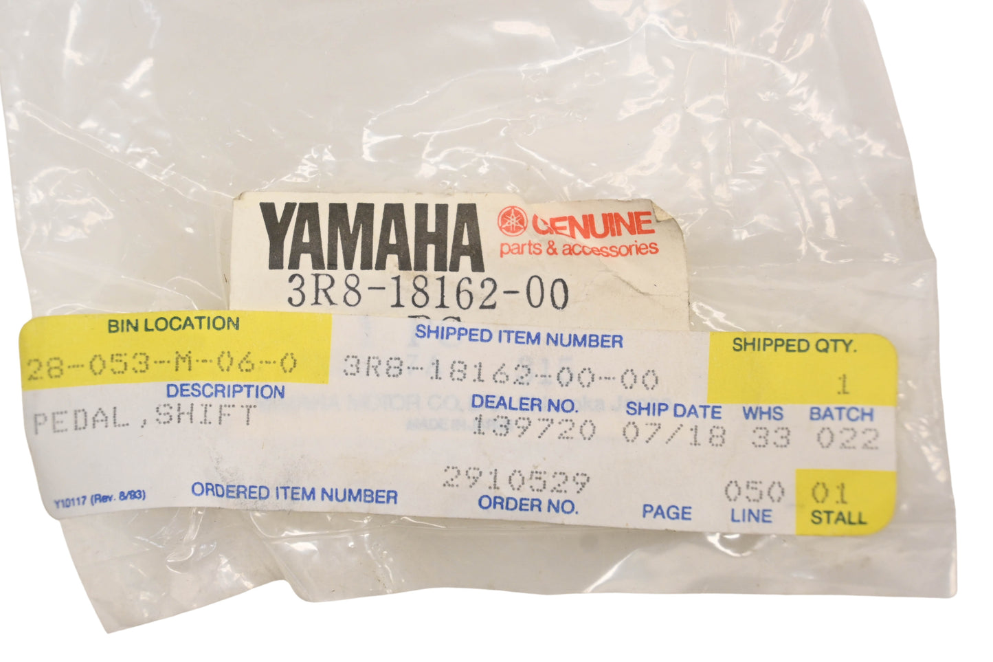 New OEM Yamaha 3R8-18162-00-00 Shift Pedal NOS