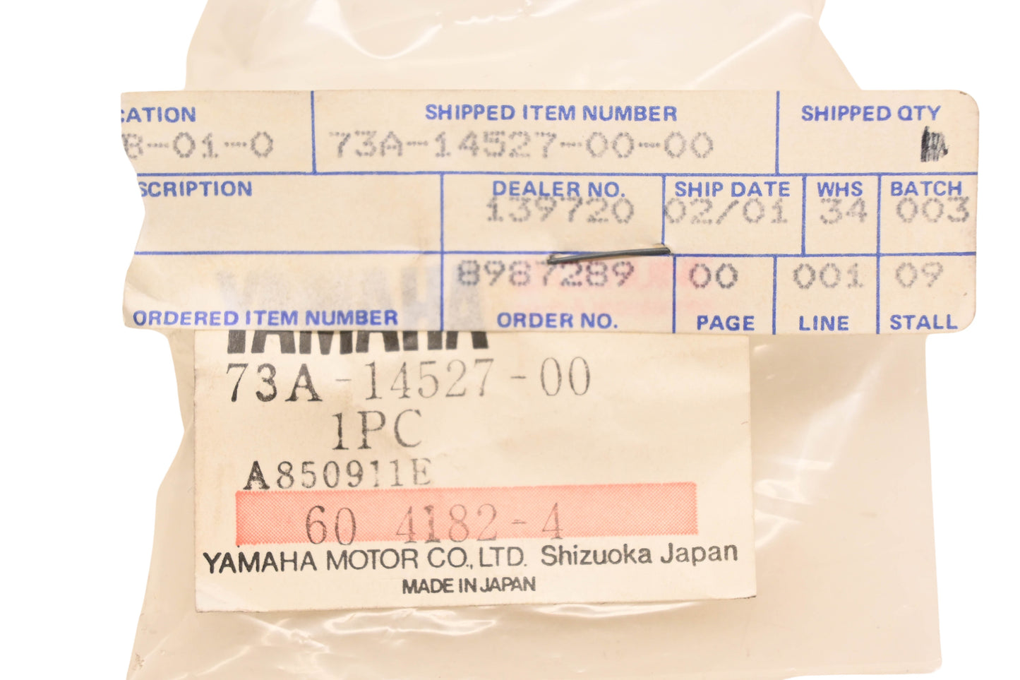 New OEM Yamaha 73A-14527-00-00 Carburetor Plate NOS