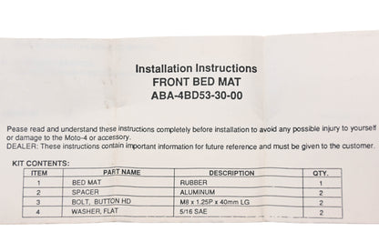 New OEM Yamaha ABA-4BD53-30-00 Timberwolf Front Bed Mat Kit NOS