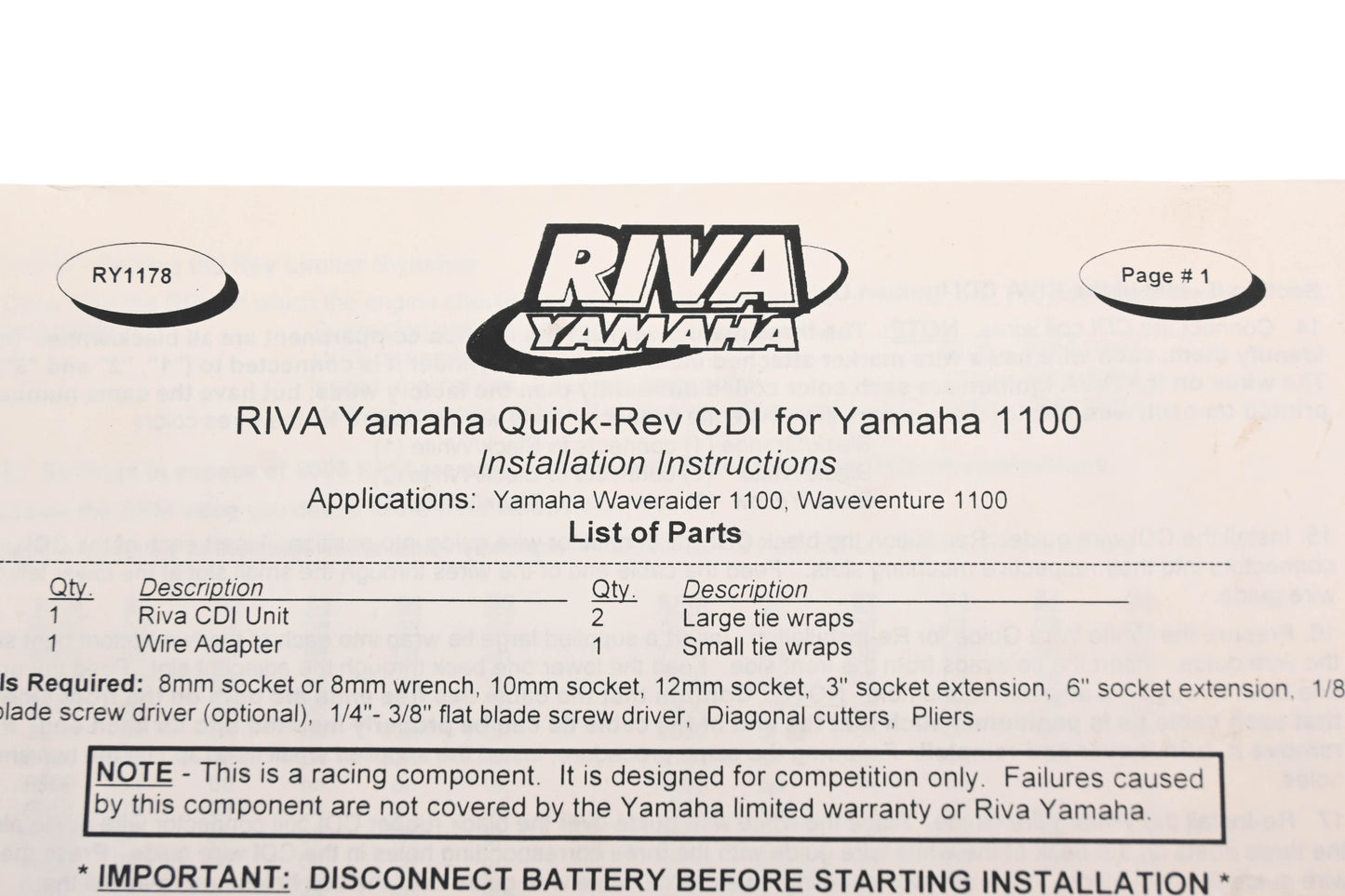 Riva RY1178 CDI Box NOS