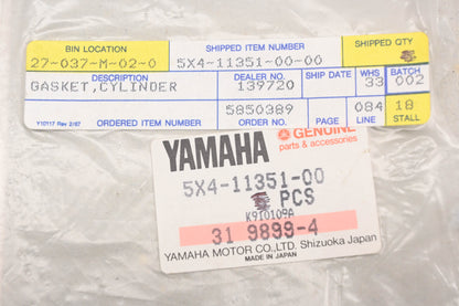 New OEM Yamaha 5X4-11351-01-00 Cylinder Base Gasket NOS