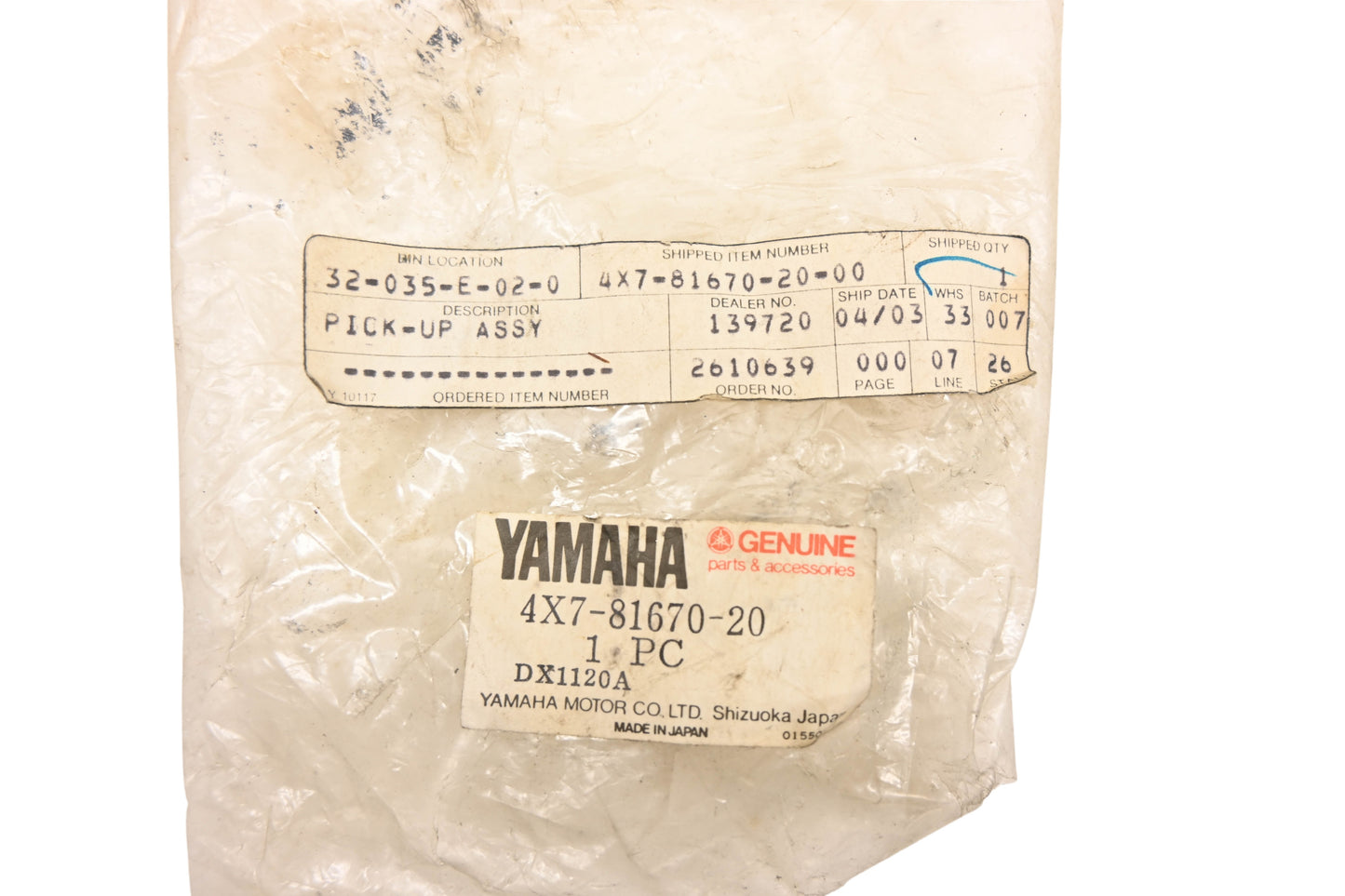 New OEM Yamaha 4X7-81670-20-00 Stator Pickup Assembly NOS