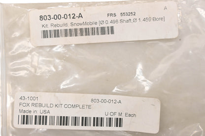 Fox Racing Shox 803-00-012-A, 43-1001 Fox Shock Rebuild Seal Kit NOS