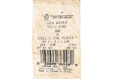 Crown Bolt 620 8mm Split Ring Lock Washers Qty 4 NOS