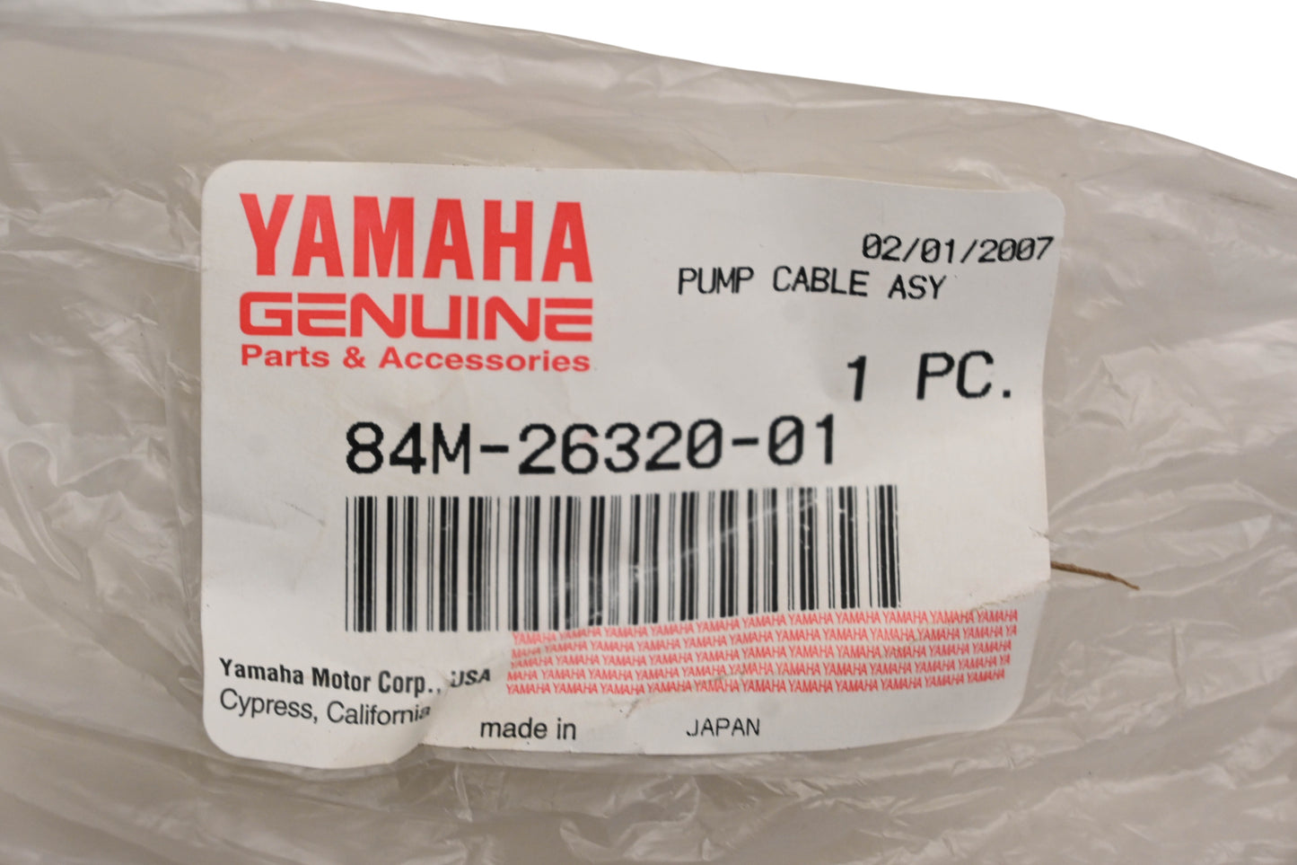 New OEM Yamaha 84M-26320-01-00 Oil Pump Cable NOS