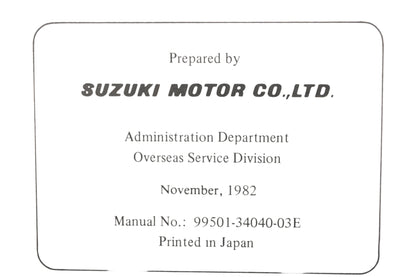 OEM Suzuki 99501-34040-03E GS450GA Supplementart Service Manual