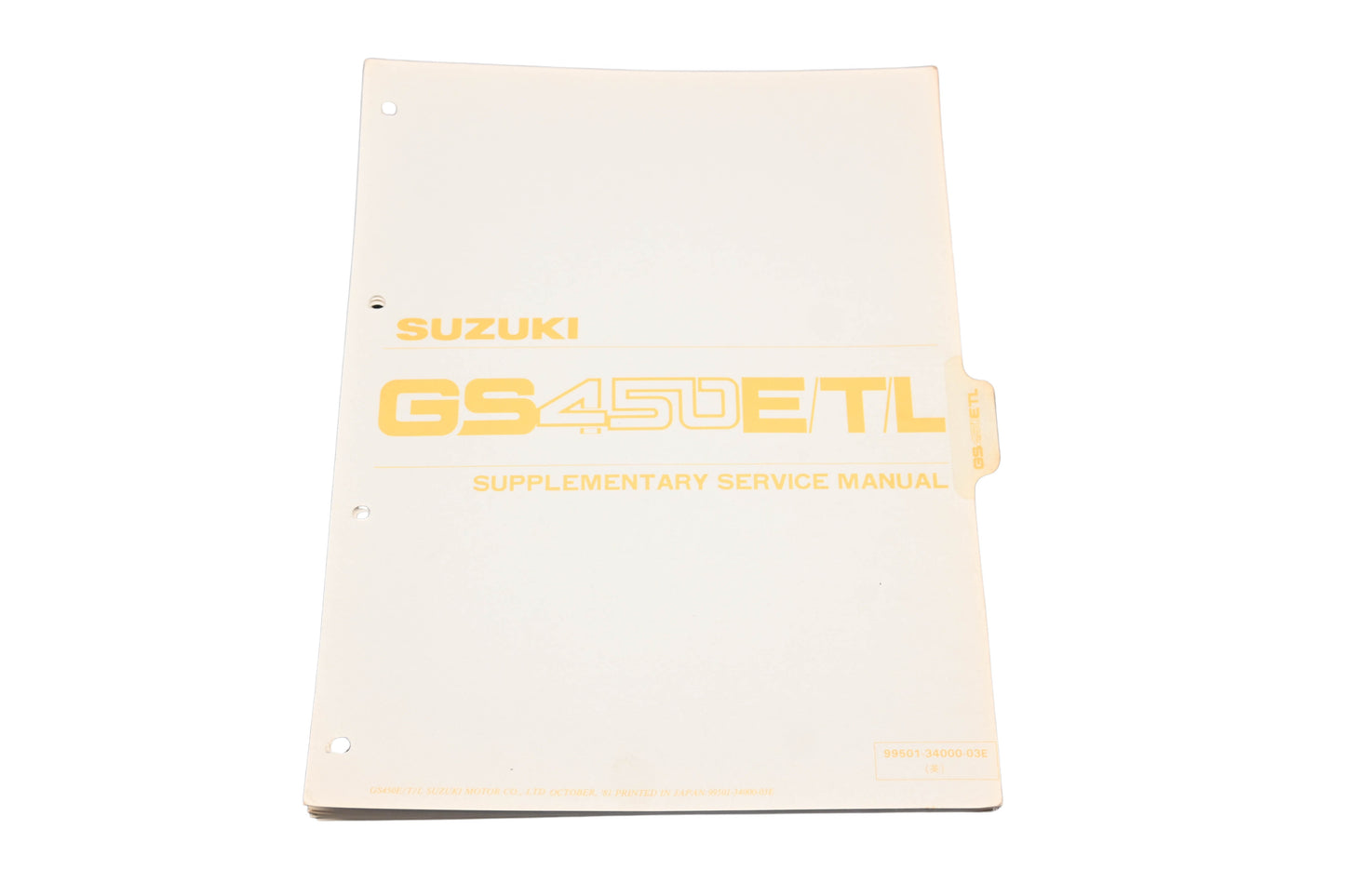 OEM Suzuki 99501-34000-03E GS450E/R/L Supplementary Service Manual