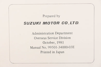 OEM Suzuki 99501-34000-03E GS450E/R/L Supplementary Service Manual