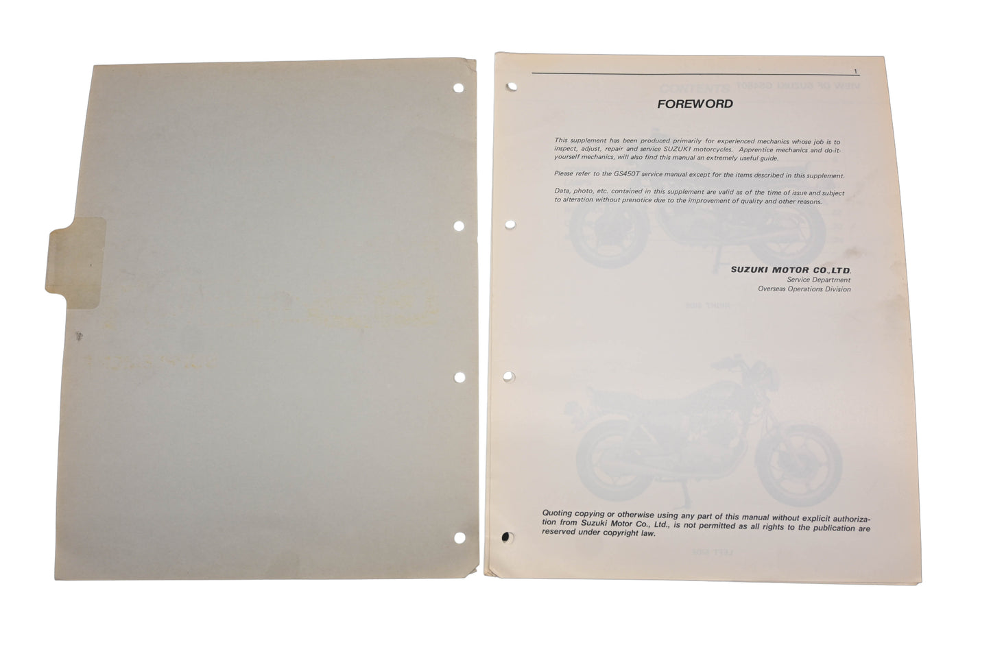 OEM Suzuki 99000-85602 GS450T Supplement Manual