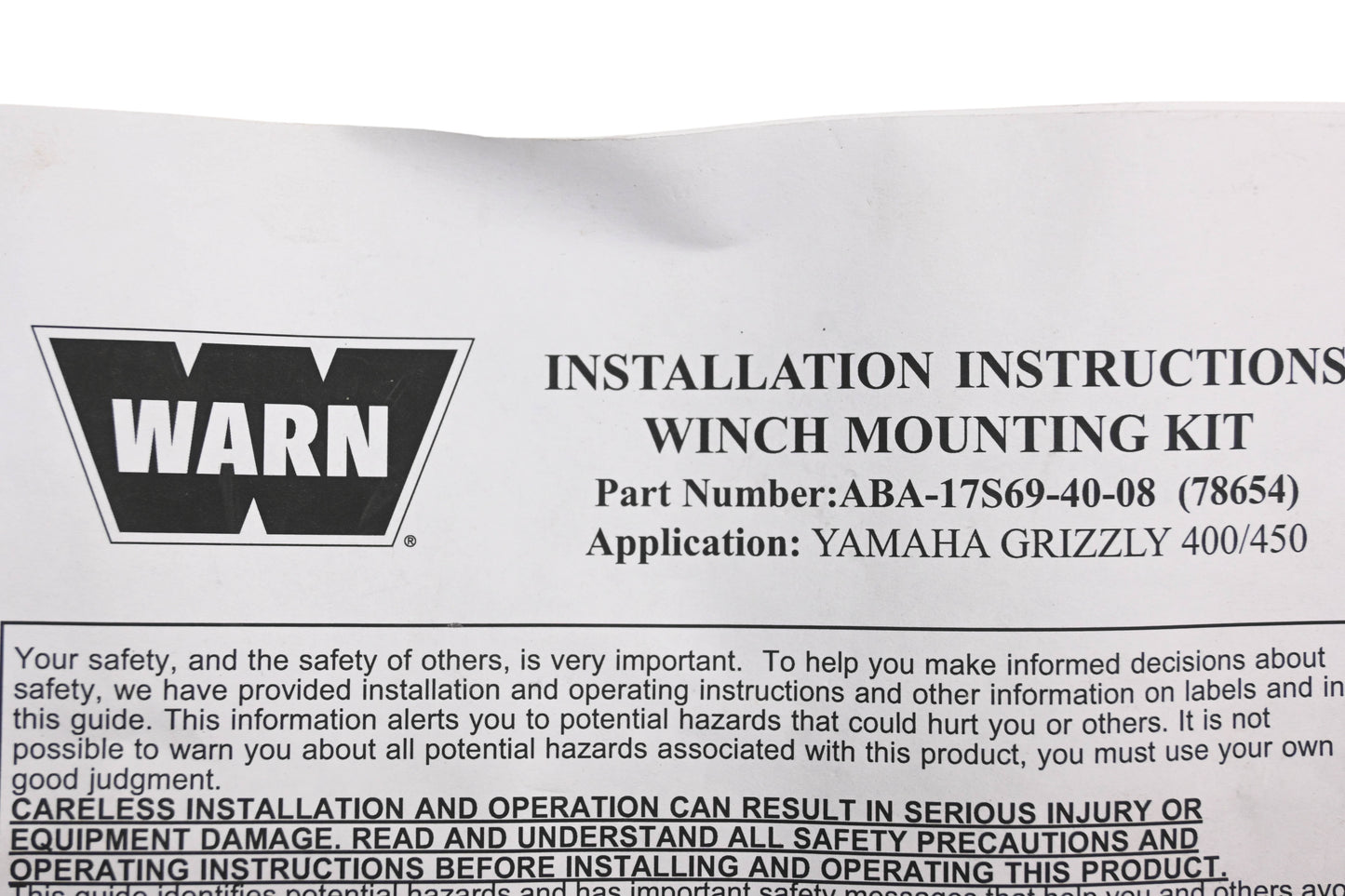 OEM Yamaha ABA-17S69-40-08 Warn Winch Mounting Kit