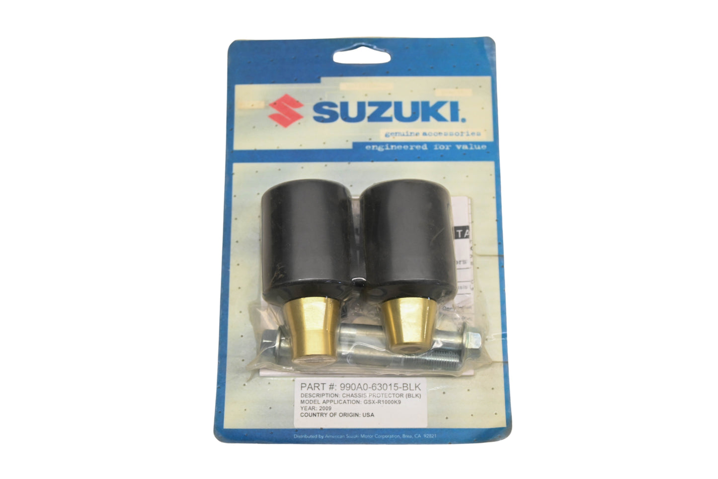 New OEM Suzuki 990A0-63015-BLK Black Chassis Frame Slider Kit NOS