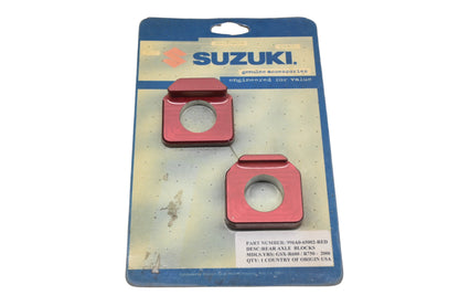 New OEM Suzuki 990A0-65002-RED Red Rear Axle Block Kit NOS