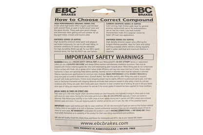 EBC Brakes FA463R Brake Pad Kit NOS
