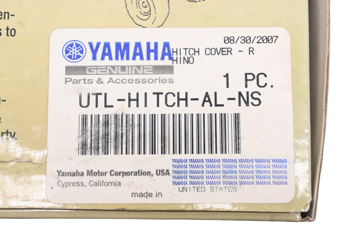 New OEM Yamaha UTL-HITCH-AL-NS Rhino Hitch Cover NOS