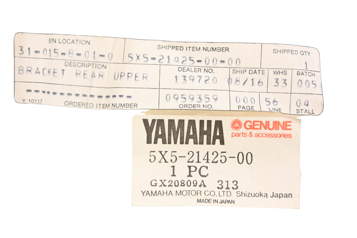 New OEM Yamaha 5X5-21425-00-00 Rear Upper Bracket NOS