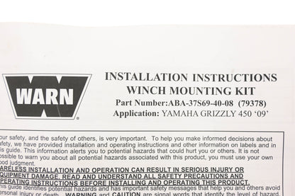 Warn 79378, ABA-37S69-40-08, ABA37S694008 Yamaha Grizzly 450 Winch Mounting Kit NOS