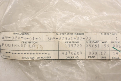 New OEM Yamaha 3H5-27451-00-00 Footrest NOS
