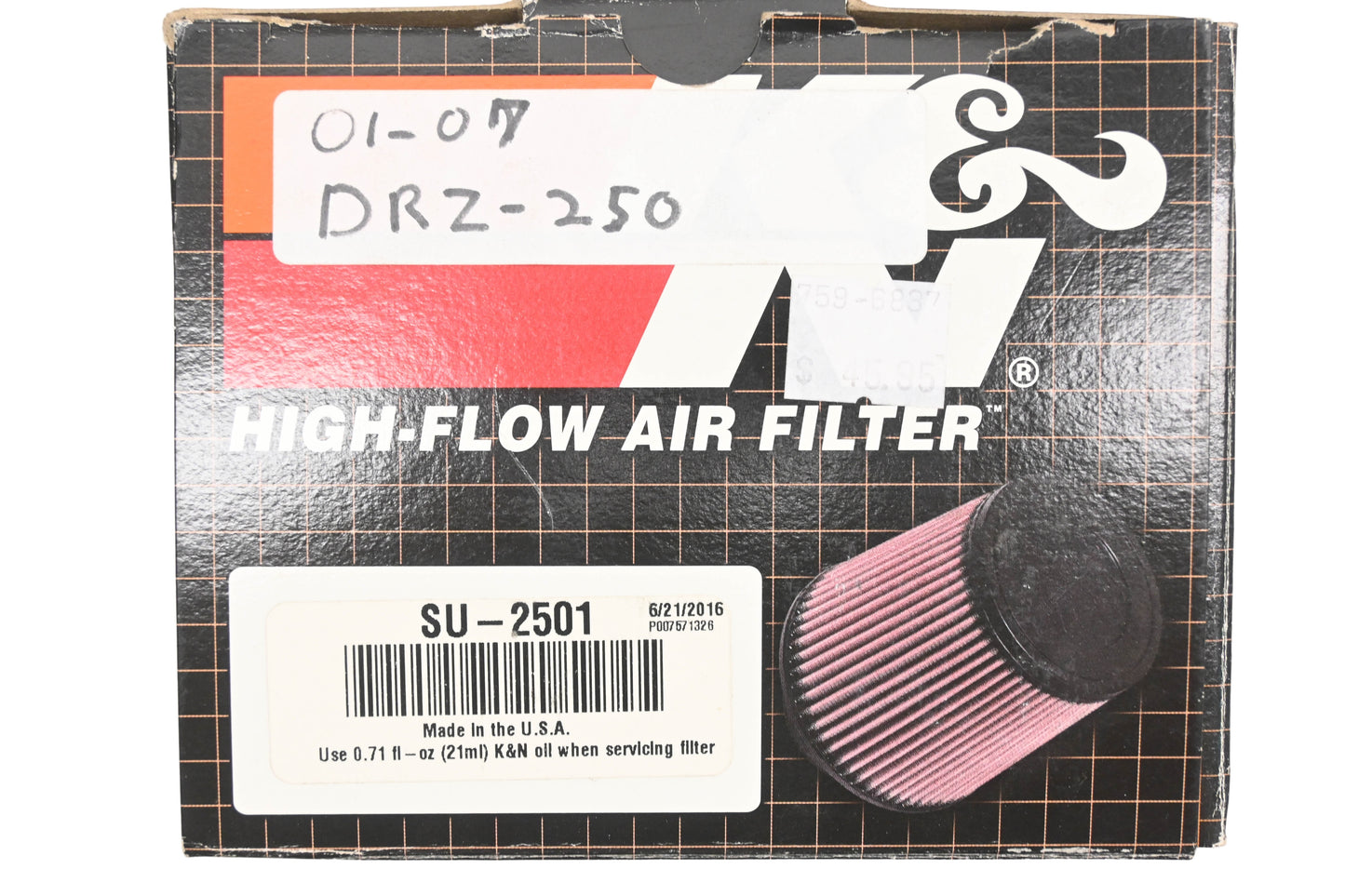 K&N SU-2501, 762501 Air Filter NOS