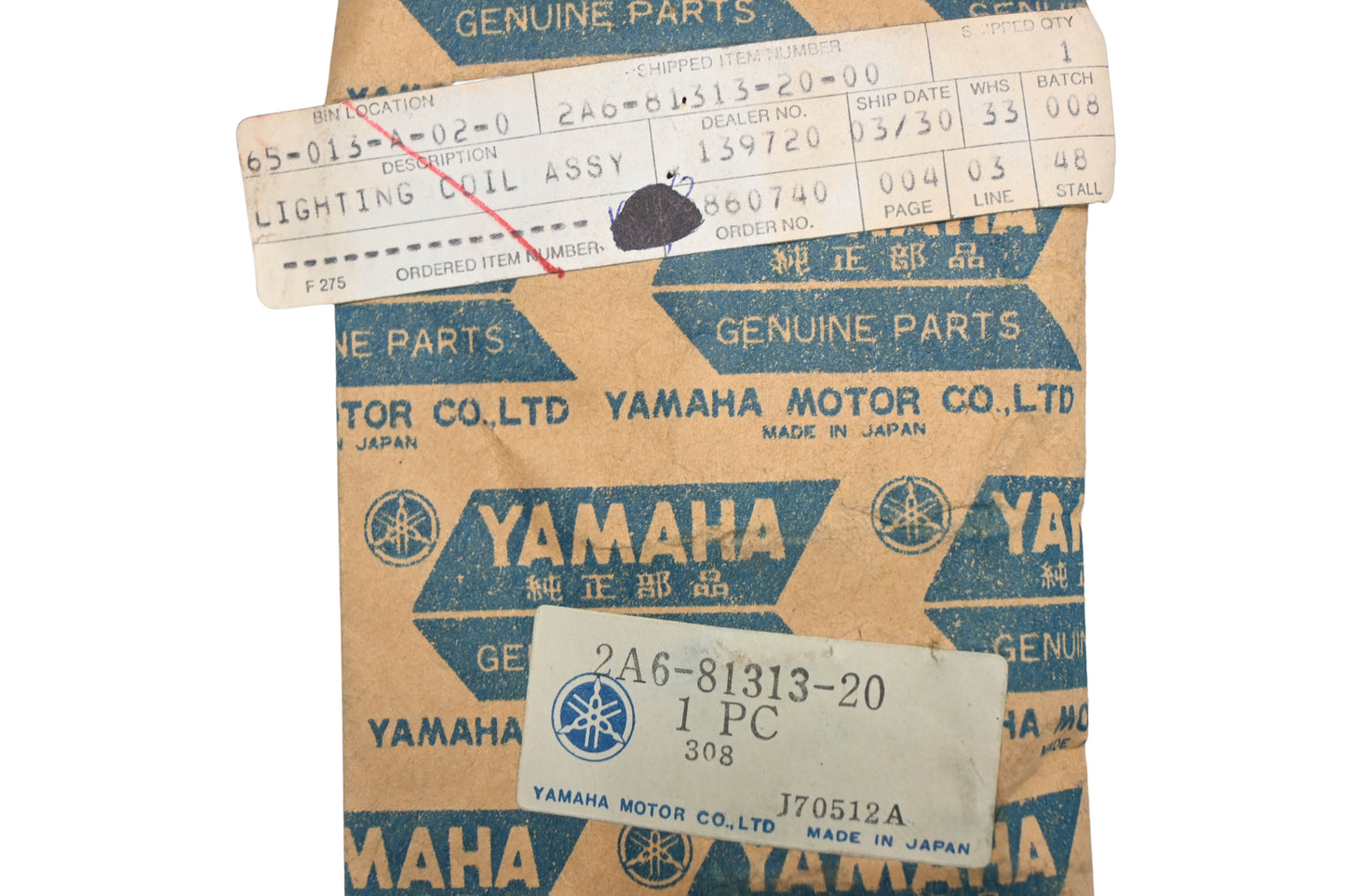 New OEM Yamaha 2A6-81313-20-00 Lighting Coil NOS