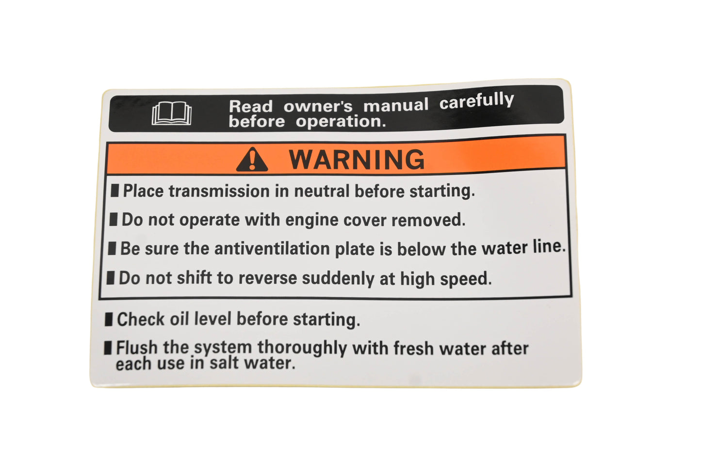 New OEM Honda 87538-ZV1-C23 Warning Label NOS